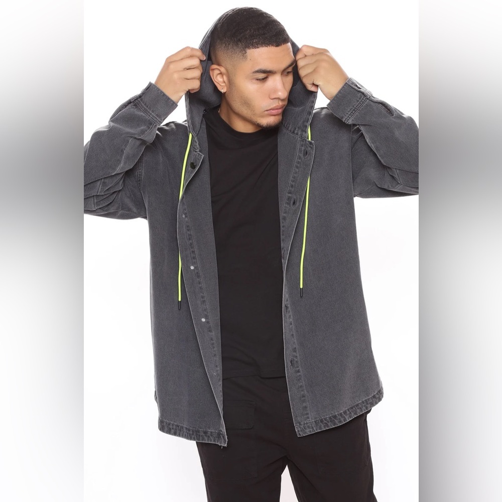Brand new Gray hooded Shacket